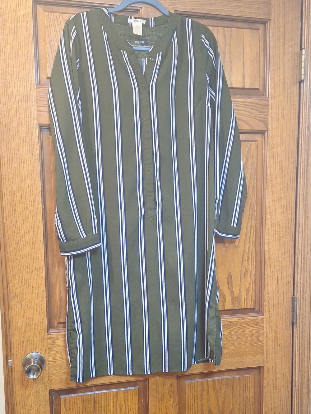 Esley Olive Green Striped Midi Dress